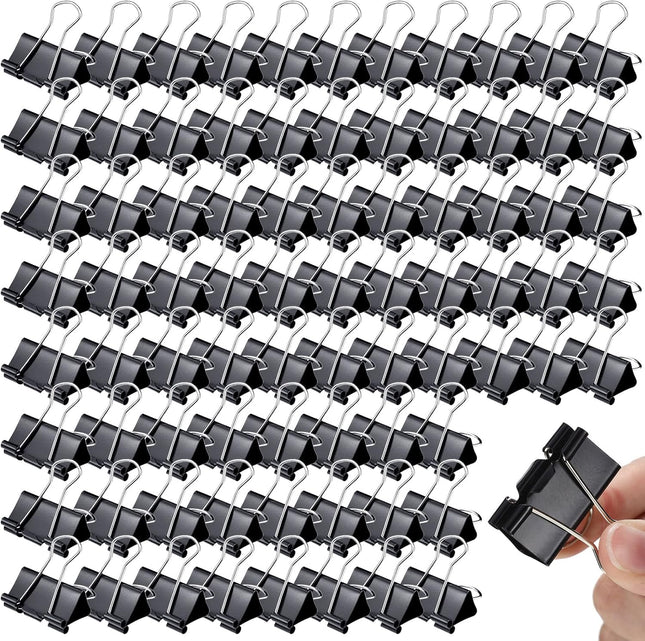 300 Pcs Medium Binder Clips Sturdy 1.25 Inch Black Paper Med Office Supplies Clamps for Teachers Students
