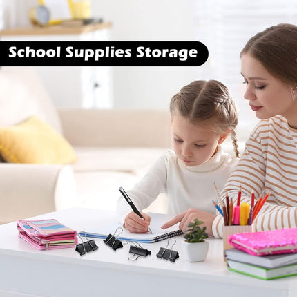 300 Pcs Medium Binder Clips Sturdy 1.25 Inch Black Paper Med Office Supplies Clamps for Teachers Students School Business