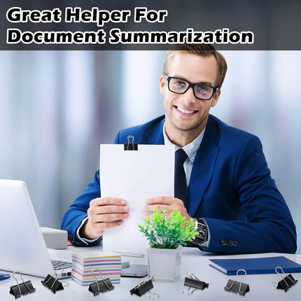 300 Pcs Medium Binder Clips Sturdy 1.25 Inch Black Paper Med Office Supplies Clamps for Teachers Students School Business