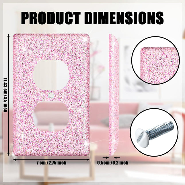 4 Pcs Glitter Light Switch Covers Bling Outlet Wall Plate Preppy Gift for Nursery Decor Women Teens Room – product detail