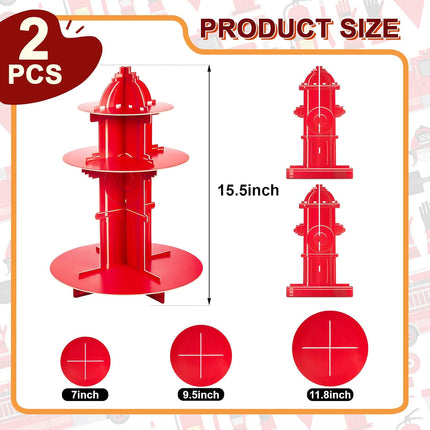 Fire Hydrant Cupcake Holder 2 Pieces 3 Tier Stand Fighter Theme Truck Birthday Party Supplies Decor Decorations -