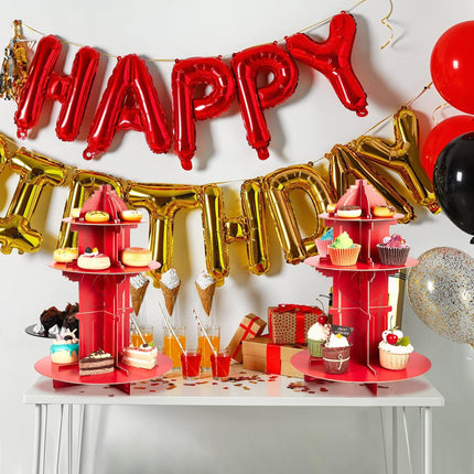 Fire Hydrant Cupcake Holder 2 Pieces 3 Tier Stand Fighter Theme Truck Birthday Party Supplies Decor Decorations -