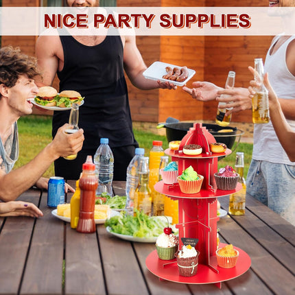 Fire Hydrant Cupcake Holder 2 Pieces 3 Tier Stand Fighter Theme Truck Birthday Party Supplies Decor Decorations -