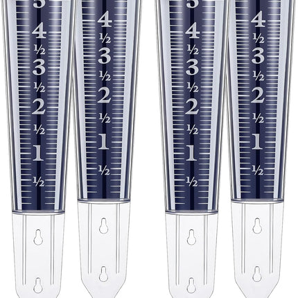4 Pcs 5 Inch Capacity Rain Gauge Outdoor Easy to Read Acrylic Gauges Measure and Monitor Precipitation Magnifying Scale Numbers for Garden Yard Field Lawn (Blue) Blue -
