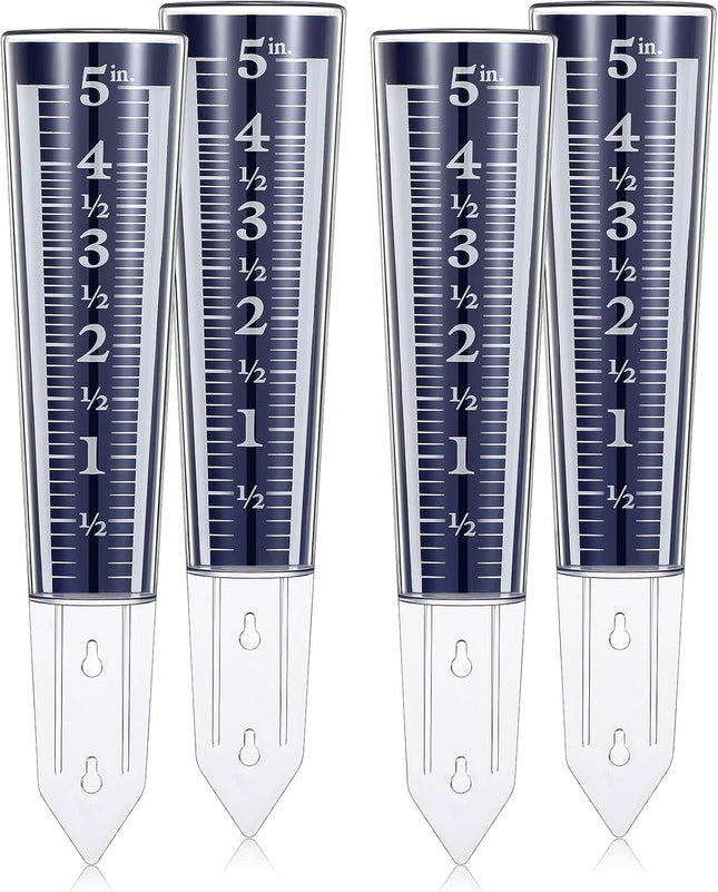 4 Pcs 5 Inch Capacity Rain Gauge Outdoor Easy to Read Acrylic Gauges Measure and V1259-DP01-A-5736 in Blue