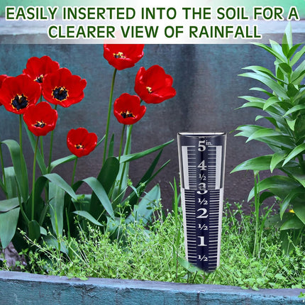 4 Pcs 5 Inch Capacity Rain Gauge Outdoor Easy to Read Acrylic Gauges Measure and Monitor Precipitation Magnifying Scale Numbers for Garden Yard Field Lawn (Blue) Blue -