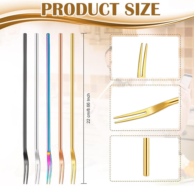 5 Pcs Pickle Fork 8.66 Inches Long Handle Olive Fork 304 Stainless Steel Picker Grabber – product detail