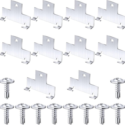 10 Pcs Recessed Light Clips Downlight Housing C Retrofit for with Self Tapping Screws Metal Down Resistant to Corrosion Rust Fixture Accessories Silver -