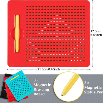 3 Pcs Magnetic Drawing Board for Kids, Toddler Travel Kit Magnet Sketch Thread with Stylus Pen and Beads Toy Child Quiet Time Activities(Colorful,7 x 8.5 Inches) Colorful 7 Inches