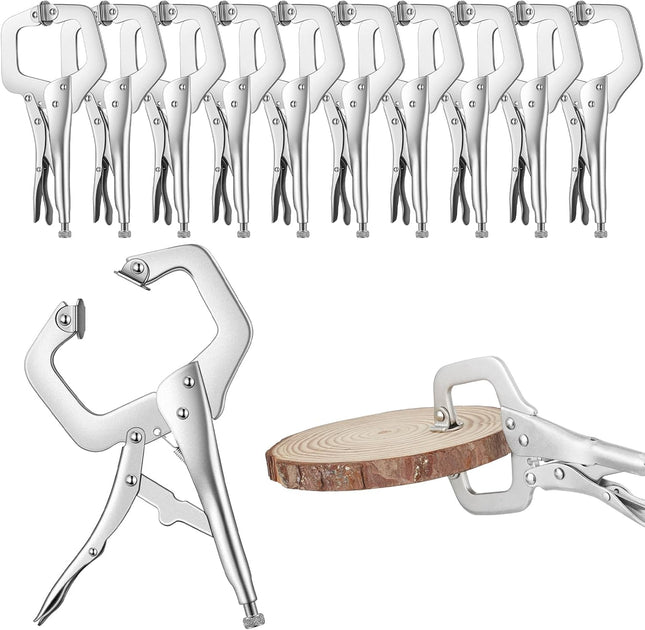 10 Pcs Locking C Clamp Pliers Adjustable Welding Clamp with Regular Tip and Swivel Pad V1259-DP01-A-5745