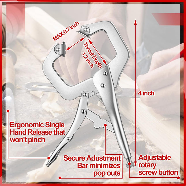 10 Pcs Locking C Clamp Pliers Adjustable Welding Clamp with Regular Tip and Swivel Pad – product detail