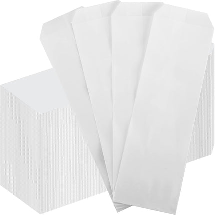 1000 Pieces White Silverware Bags Churro 3 x 10 Inch Kraft Sleeves Paper Utensil for Kitchen Cutlery Oilproof Pretzel Rod Cookies Bakery Treats -