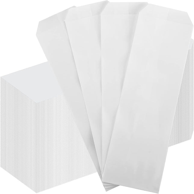 1000 Pieces White Silverware Bags Churro 3 x 10 Inch Kraft Sleeves Paper Utensil for Kitchen Cutlery