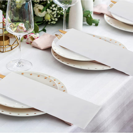 1000 Pieces White Silverware Bags Churro 3 x 10 Inch Kraft Sleeves Paper Utensil for Kitchen Cutlery Oilproof Pretzel Rod Cookies Bakery Treats -