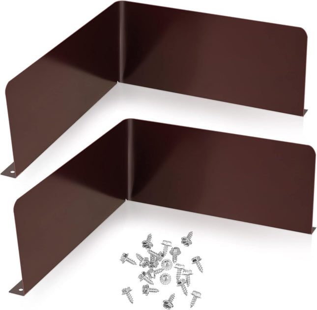 2 Pcs Gutter Valley Splash Guards Downspout Diverter Roof Rain Roofing with 20 Matching Screws for Corner