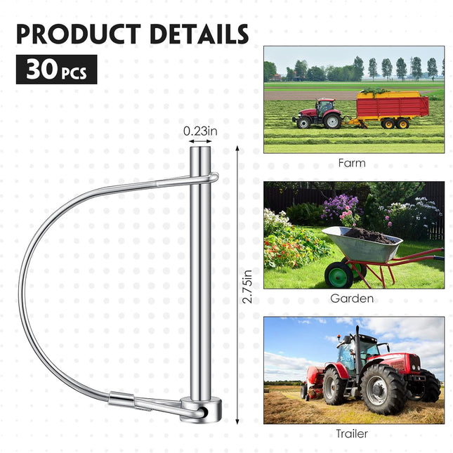 30 Pcs Trailer Hitch Pin Lock 2-3/4 x 1/4 Pto Shaft Locking Safety Coupler Pin – product detail