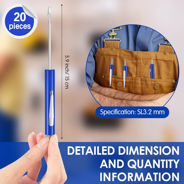 20 Pcs Pocket Screwdriver Double End Mini Set Dual-use Valve Core Removal Tool for Doorbell