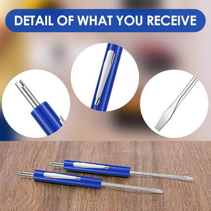 20 Pcs Pocket Screwdriver Double End Mini Set Dual-use Valve Core Removal Tool for Doorbell Electricians Mechanicians Technicians Assemblers(Blue) Blue -