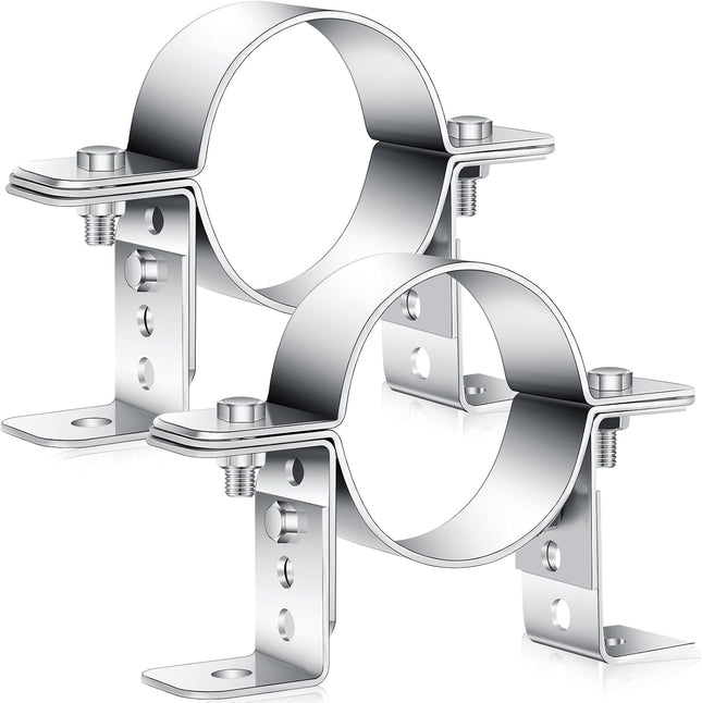 2 Pack 3 Inch Pipe Chimney Adjustable Wall Strap Bracket Clamp V1259-DP01-A-5758 in Brown