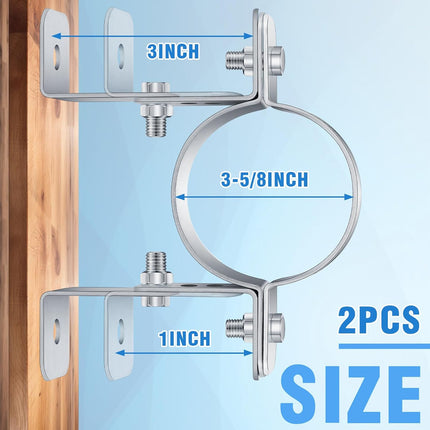 2 Pack 3 Inch Pipe Chimney Adjustable Wall Strap Bracket Clamp -