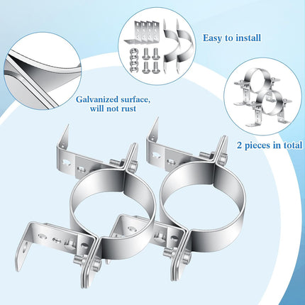 2 Pack 3 Inch Pipe Chimney Adjustable Wall Strap Bracket Clamp -