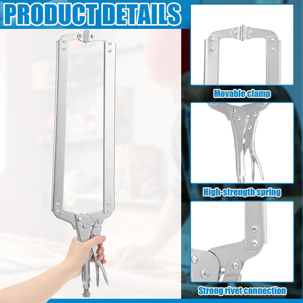 2 Pcs 24 Inch Locking C Clamp Large Opening Jaws Pliers Adjustable with Grip Swivel Pads Alloy Steel for Shop Home Farm Auto Workshop Woodworking Repair, Silver -