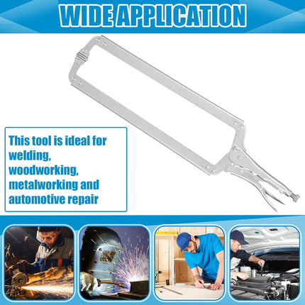 2 Pcs 24 Inch Locking C Clamp Large Opening Jaws Pliers Adjustable with Grip Swivel Pads Alloy Steel for Shop Home Farm Auto Workshop Woodworking Repair, Silver -