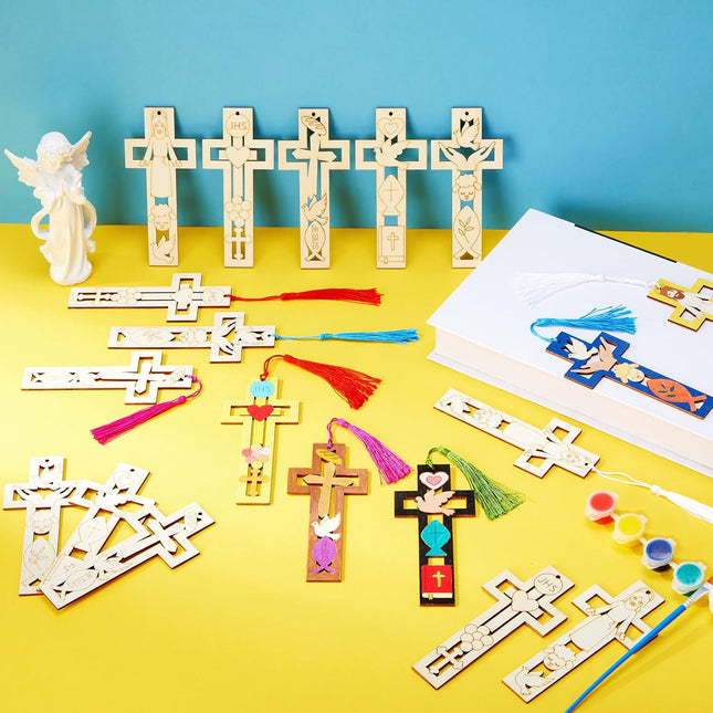 200 Pcs Religious Easter Wooden Cross Bookmarks Craft Kit 100 Set Blank Crafts Bulk for – product detail
