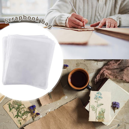 150 Pcs 12 x Inch Clear Cellophane Plastic Bags Self Adhesive Cello Bag Scrapbook Paper Cardstock Organizer Resealable Sleeves for Art Cloth Invitation Card Photo Record Party Favor Gift -