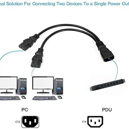 4-Pack UPS Server Y Splitter C14 to 2 x C13 Power Extension Cable