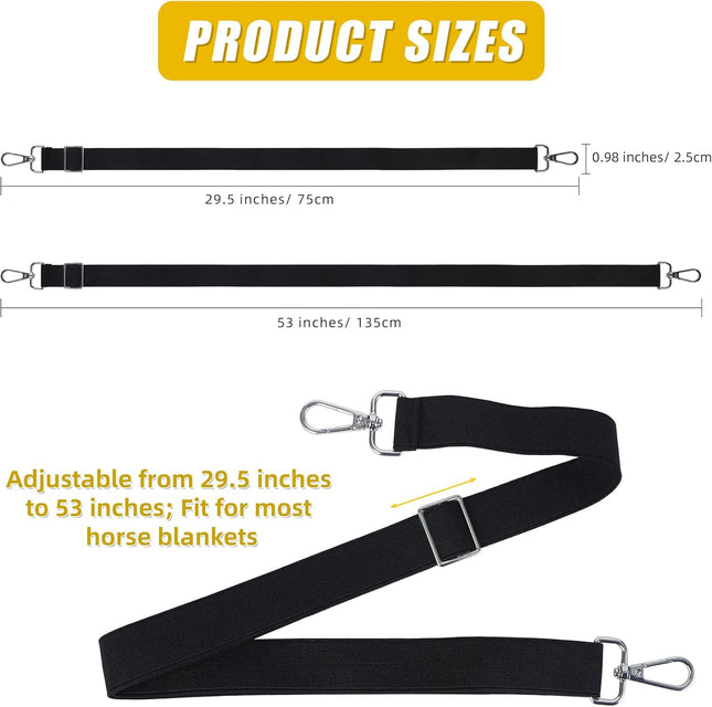 Horse Blanket Leg Straps Elastic Belly Replacement Straps with Metal Double Swivel Snaps 4 Pieces – product detail