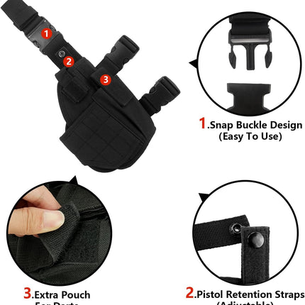 Adjustable Tactical Leg Holster Compatible for Nerf Elite Series Blaster(Black) Black