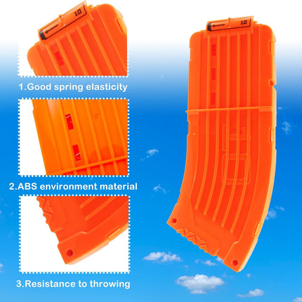 10 Darts Curved Magazine Quick Reload Clip Compatible for Nerf Elite (Orange, 2Pcs) 2pcs Orange