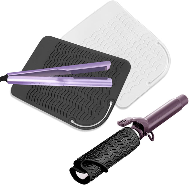 2 Pcs Silicone High Heat Resistant Mat for Hair Styling Tools Portable Hot Protection Pad