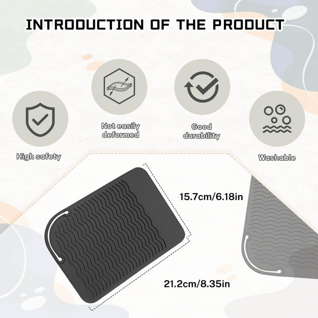 2 Pcs Silicone High Heat Resistant Mat for Hair Styling Tools Portable Hot Protection Pad – product detail