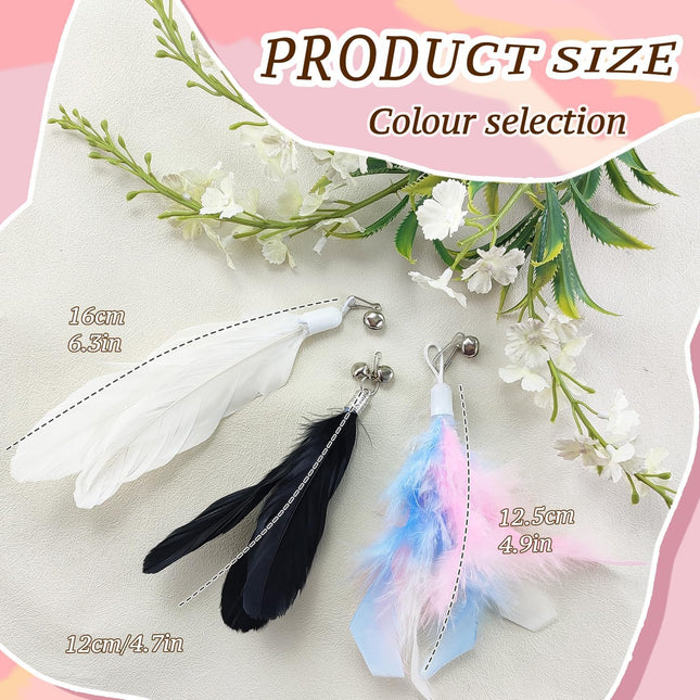 3 PCS Cat Feather Teaser Replacement Heads Cats Wand Feathers with Bell Interactive Toy Attachments – product detail