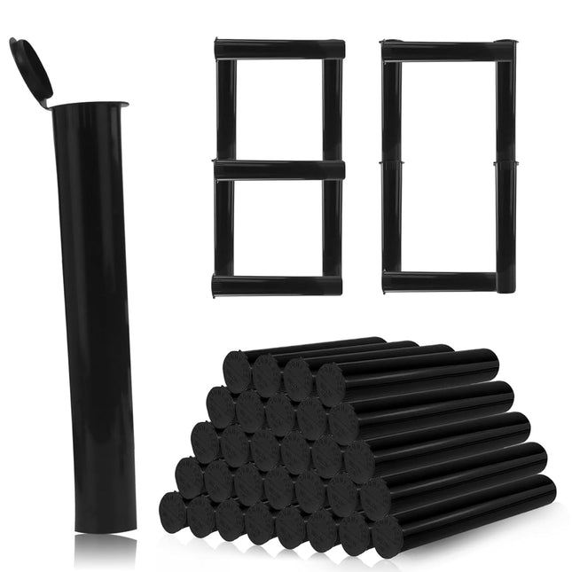 116mm 80pcs Waterproof Cigarette Storage Tubes Squeeze Bottles with Caps Airtight Sealing Plastic in Black