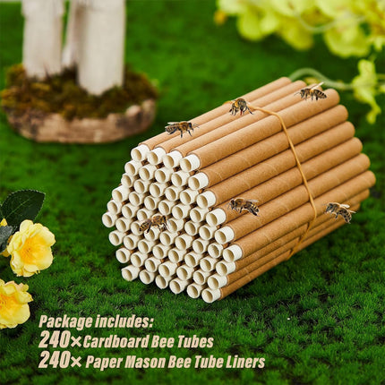 120 Pcs Mason Bee House Tube Refill Cardboard Paper Beekeeper Insert Beekeeping Supplies for Solitary Beehive Garden Pollinator Nest