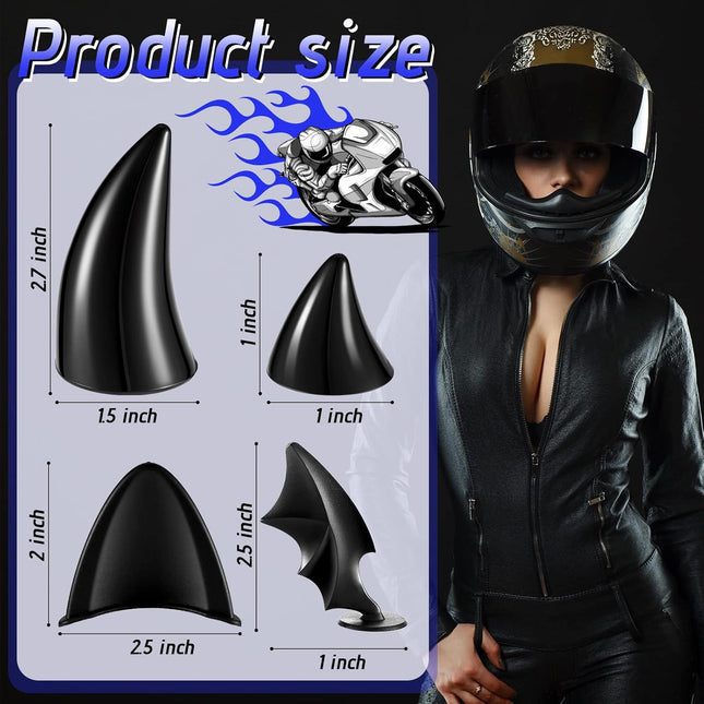 4 Pairs Helmet Devil Horns Motorcycle Accessories Cat Ears Wings with Adhesive Suction Cup Ski Bike for – product detail