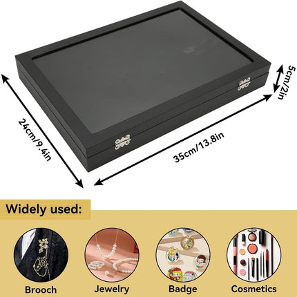 Pin Display, 9.4 X 13.8in Collection Holder Dustproof Enamel Display Box Jewelry Medals Storage Case for Sports Memorabilia