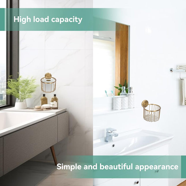 Brass Toilet Paper Holder Wall Mounted Holder Vintage Bathroom Roll Basket Antique Tissue Storage for – product detail