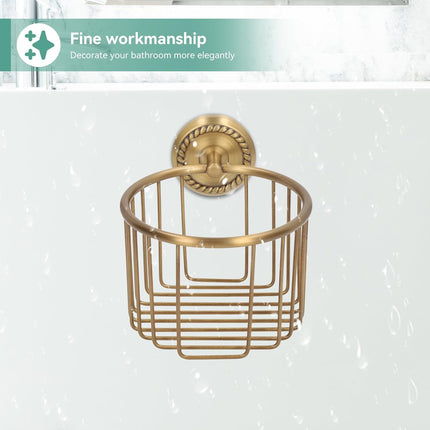 Brass Toilet Paper Holder, Wall Mounted Holder Vintage Bathroom Roll Basket Antique Tissue Storage for