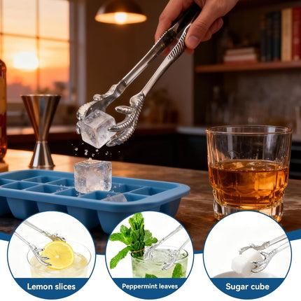 Stainless Steel Claw-Style Ice Tongs, Bar Hockey Special Eagle Claw Shape Tongs Serving Chicken Feet