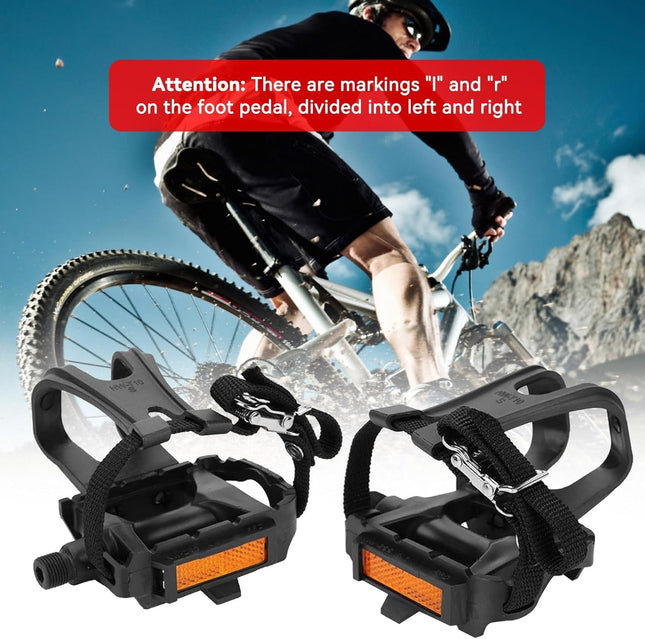 1 Pair Bike Pedals Pedals with Toe Cages Road Bicycle Clip Adjustable Clips Straps for Wide Shoes Indoor – product detail