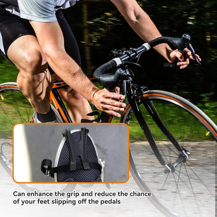 1 Pair Bike Pedals, Pedals with Toe Cages Road Bicycle Clip Adjustable Clips Straps for Wide Shoes Indoor Outdoor Cycling