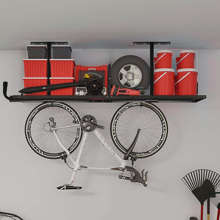 4 Pack Overhead Garage Storage Hooks, 16.5" Heavy Duty Ceiling Mount Hangers, Double T-Bar Metal Ladder Racks, Hanging for Bike, Pipe Lumber, Fishing Rod, Sports Equipment