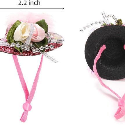 12 Pcs Chicken Hats for Hens, Mini Feather Top Helmet Halloween Accessories, Funny Small Hat Tiny Pet Hat, Show Costume Rooster Duck Hamster Parrot Bird Poultry Snake