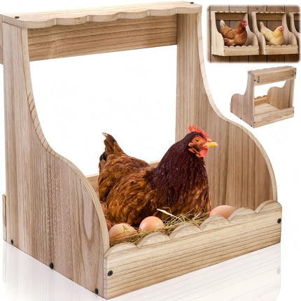 Single Compartment Hens Nesting Box, 14.5 x 13.75 13 Inch Wood Chicken Laying Eggs Boxes, Large Heavy Duty Coop Nest Box Accessories for Duck Birds Poultry, Easy Assembly