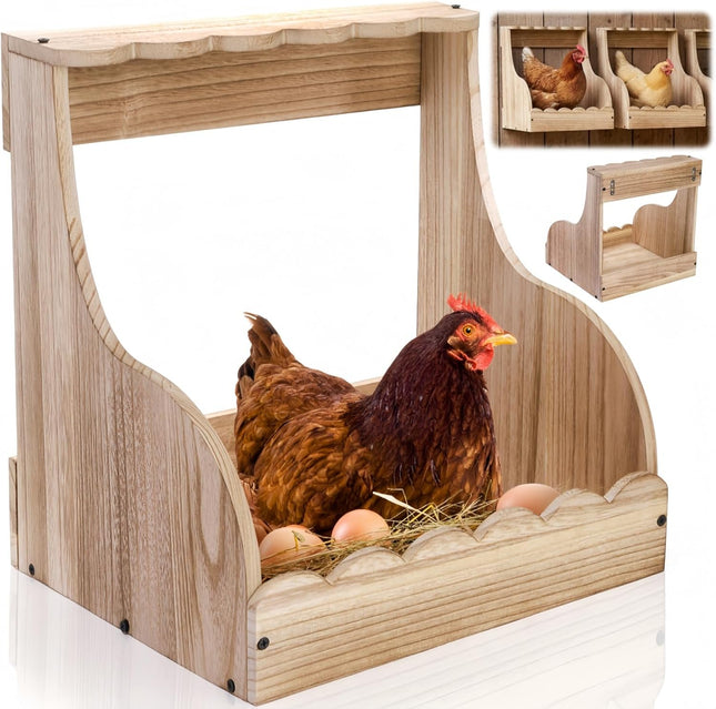 Single Compartment Hens Nesting Box 14.5 x 13.75 13 Inch Wood Chicken Laying Eggs Boxes V1259-DP01-A-899