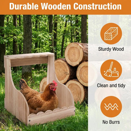 Single Compartment Hens Nesting Box, 14.5 x 13.75 13 Inch Wood Chicken Laying Eggs Boxes, Large Heavy Duty Coop Nest Box Accessories for Duck Birds Poultry, Easy Assembly